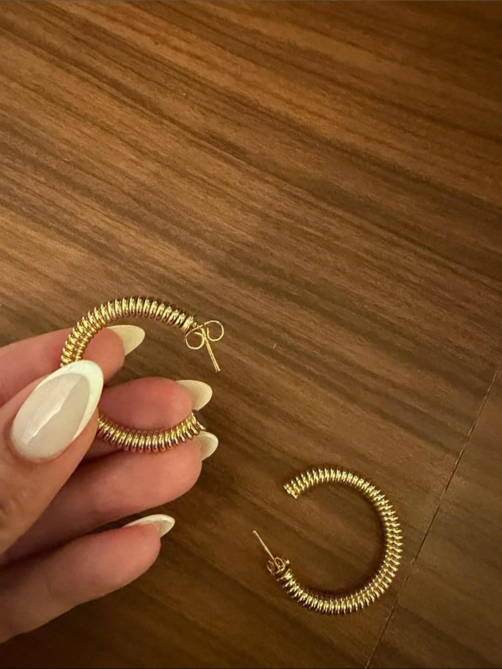 Gold Textured Hoop Earrings - Women Jewelry- never worn